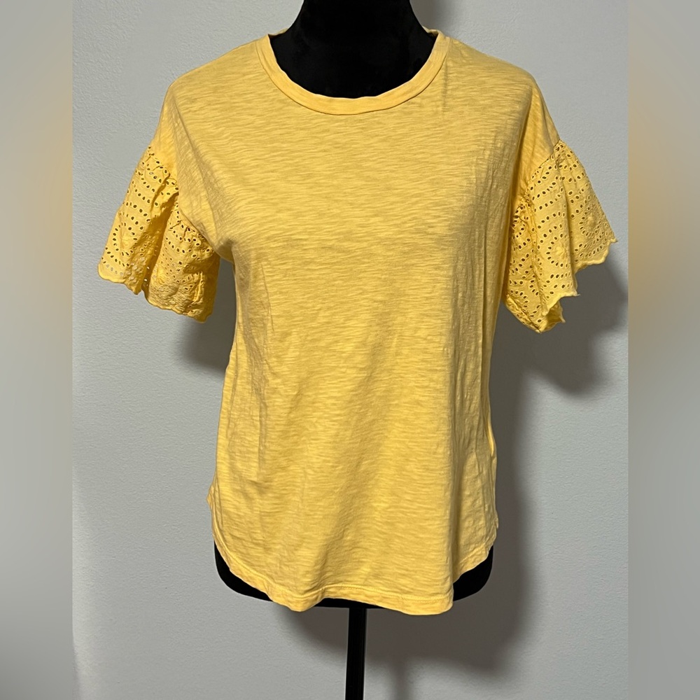 LAUREN Ralph Lauren Eyelet Sleeve Top - M